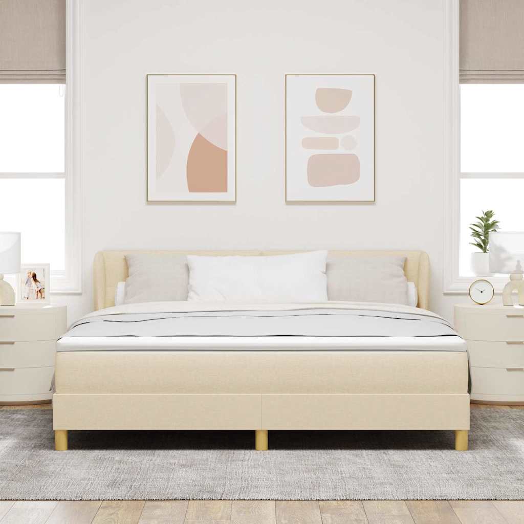 Box spring seng med hovedgærde Creme 180 x 200 cm Stof