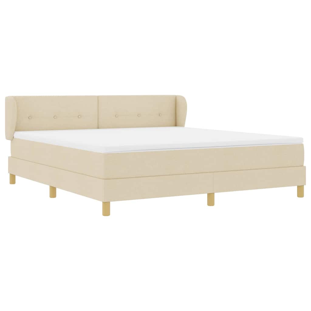Box spring seng med hovedgærde Creme 180 x 200 cm Stof