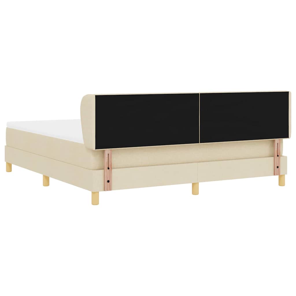 Box spring seng med hovedgærde Creme 180 x 200 cm Stof