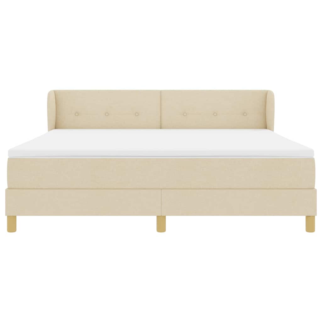 Box spring seng med hovedgærde Creme 180 x 200 cm Stof