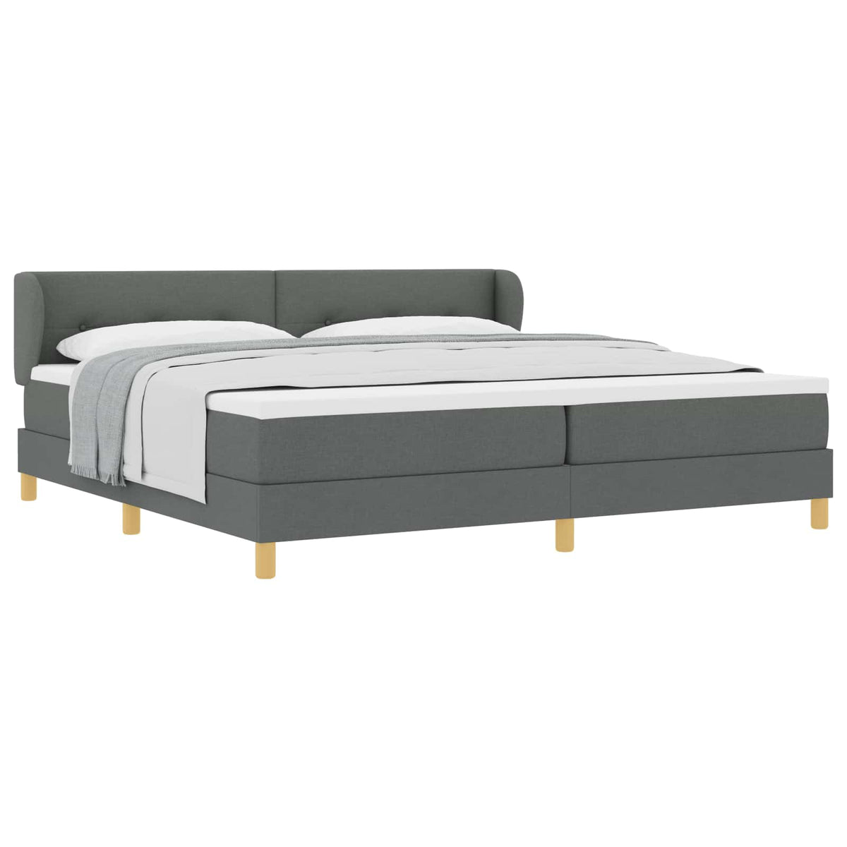 Box spring seng med hovedgærde Mørkegrå 200 x 200 cm Stof