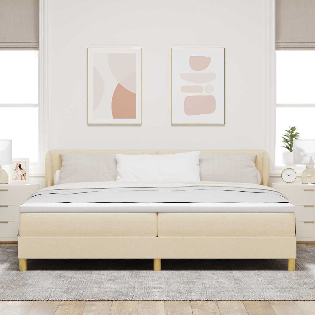 Box spring seng med hovedgærde Creme 200 x 200 cm Stof
