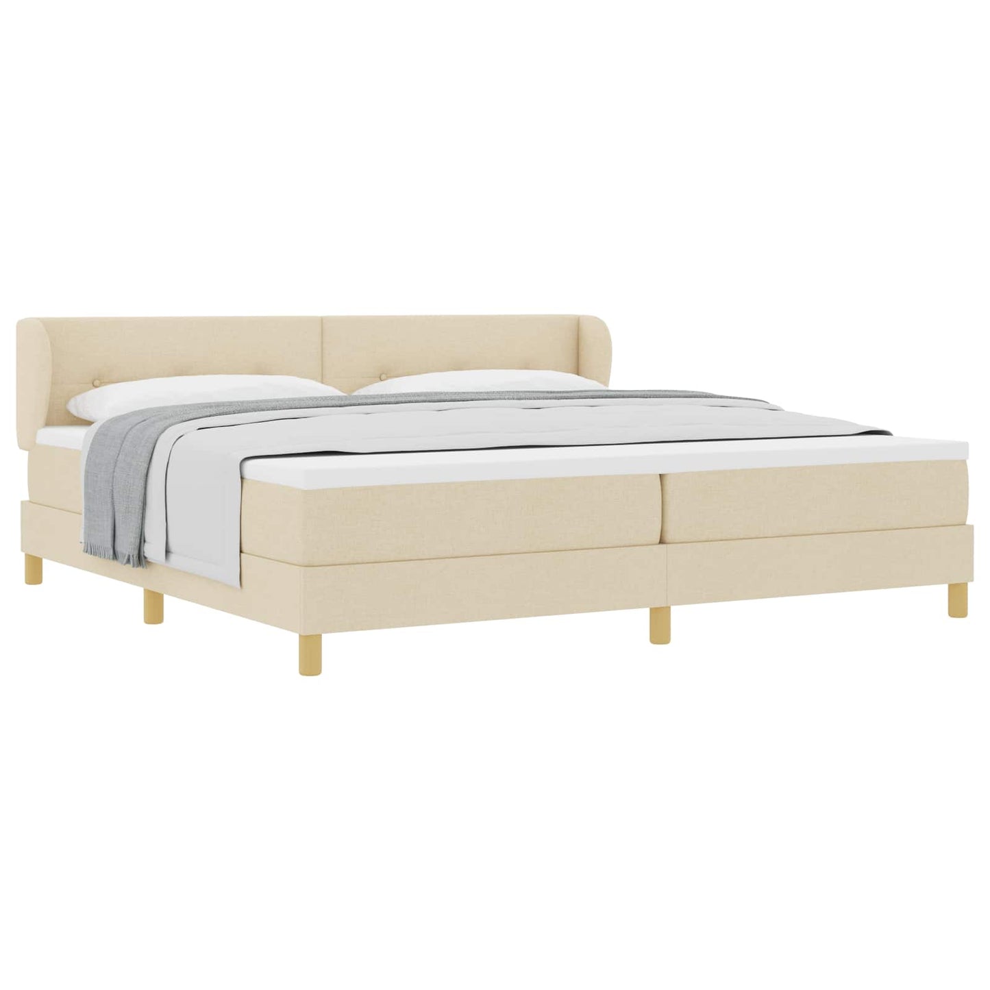 Box spring seng med hovedgærde Creme 200 x 200 cm Stof
