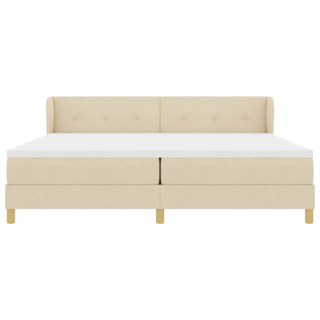 Box spring seng med hovedgærde Creme 200 x 200 cm Stof