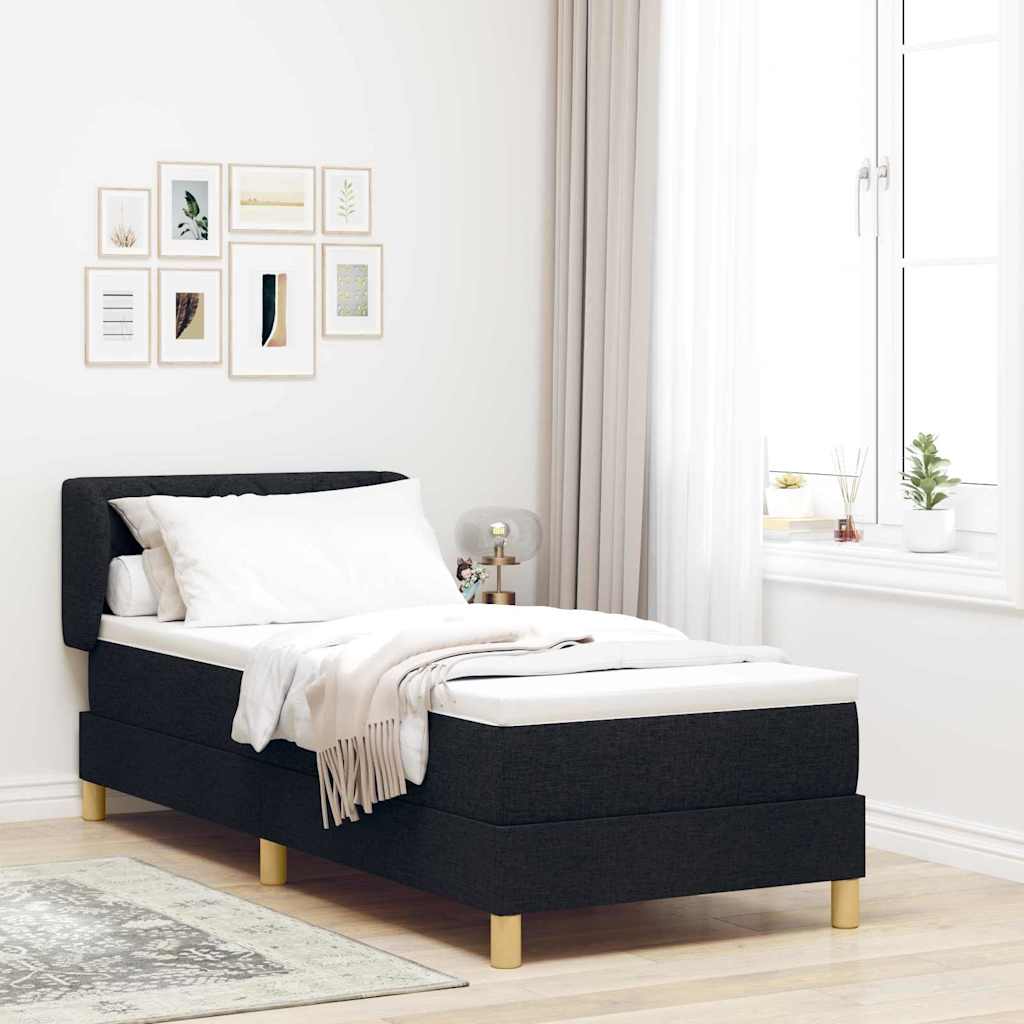 Box spring seng med hovedgærde Sort 80 x 200 cm Stof