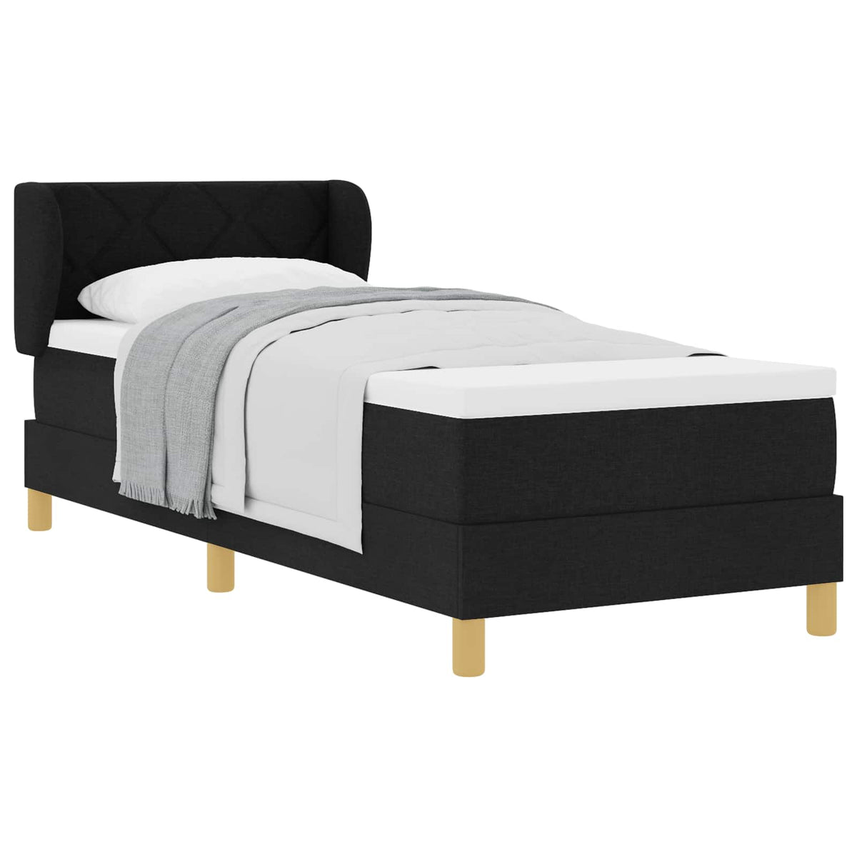 Box spring seng med hovedgærde Sort 80 x 200 cm Stof