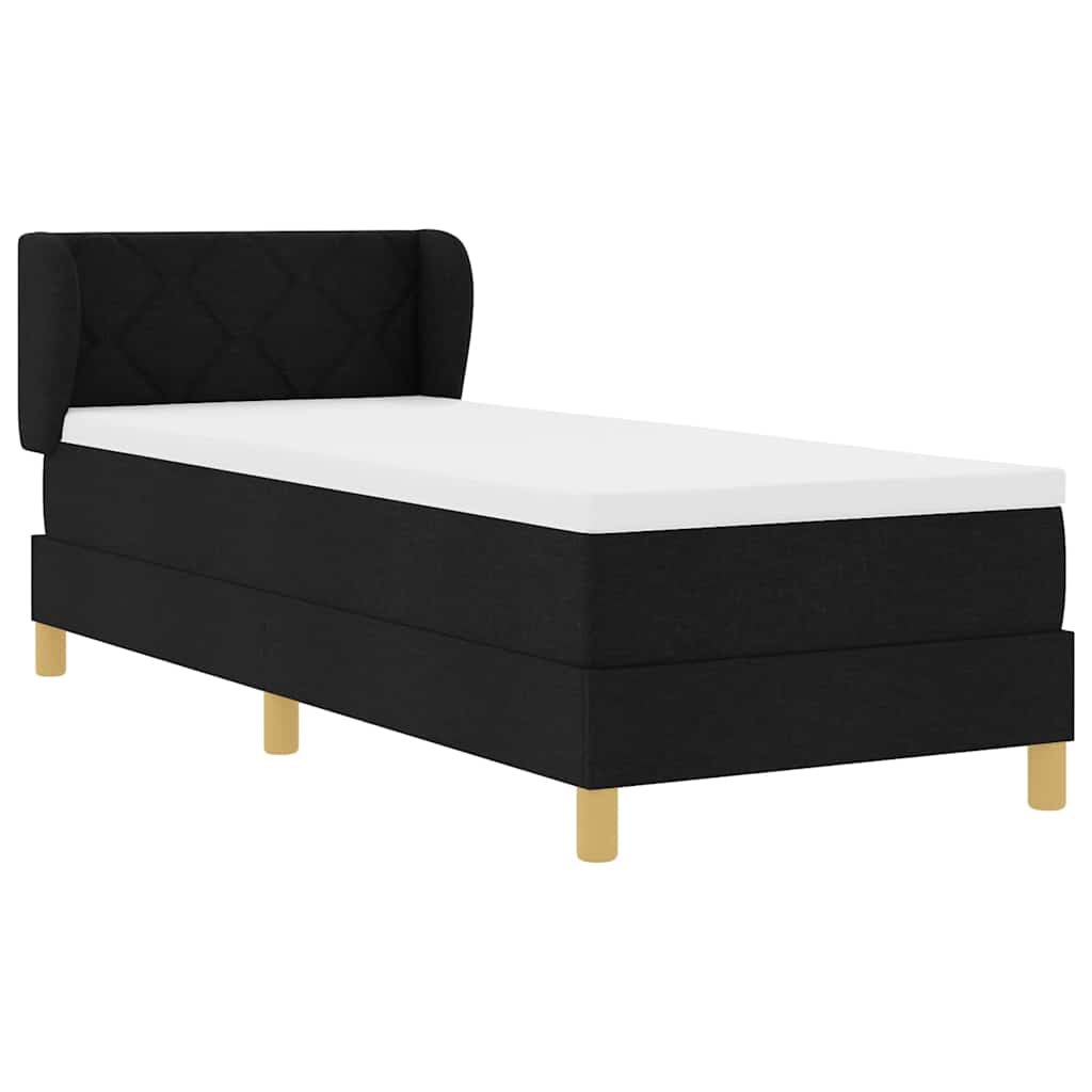 Box spring seng med hovedgærde Sort 80 x 200 cm Stof