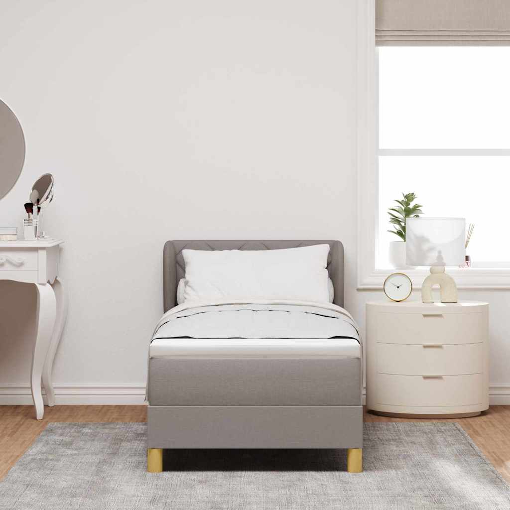 Box spring seng med hovedgærde Gråbrun 80 x 200 cm Stof