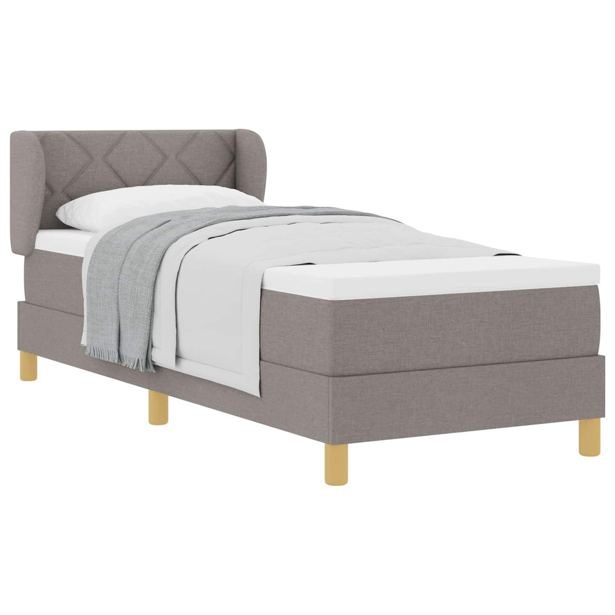 Box spring seng med hovedgærde Gråbrun 80 x 200 cm Stof