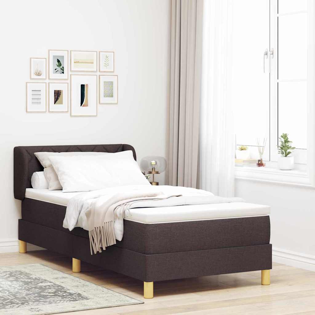 Box spring seng med hovedgærde Mørk Brun 90 x 190 cm Stof