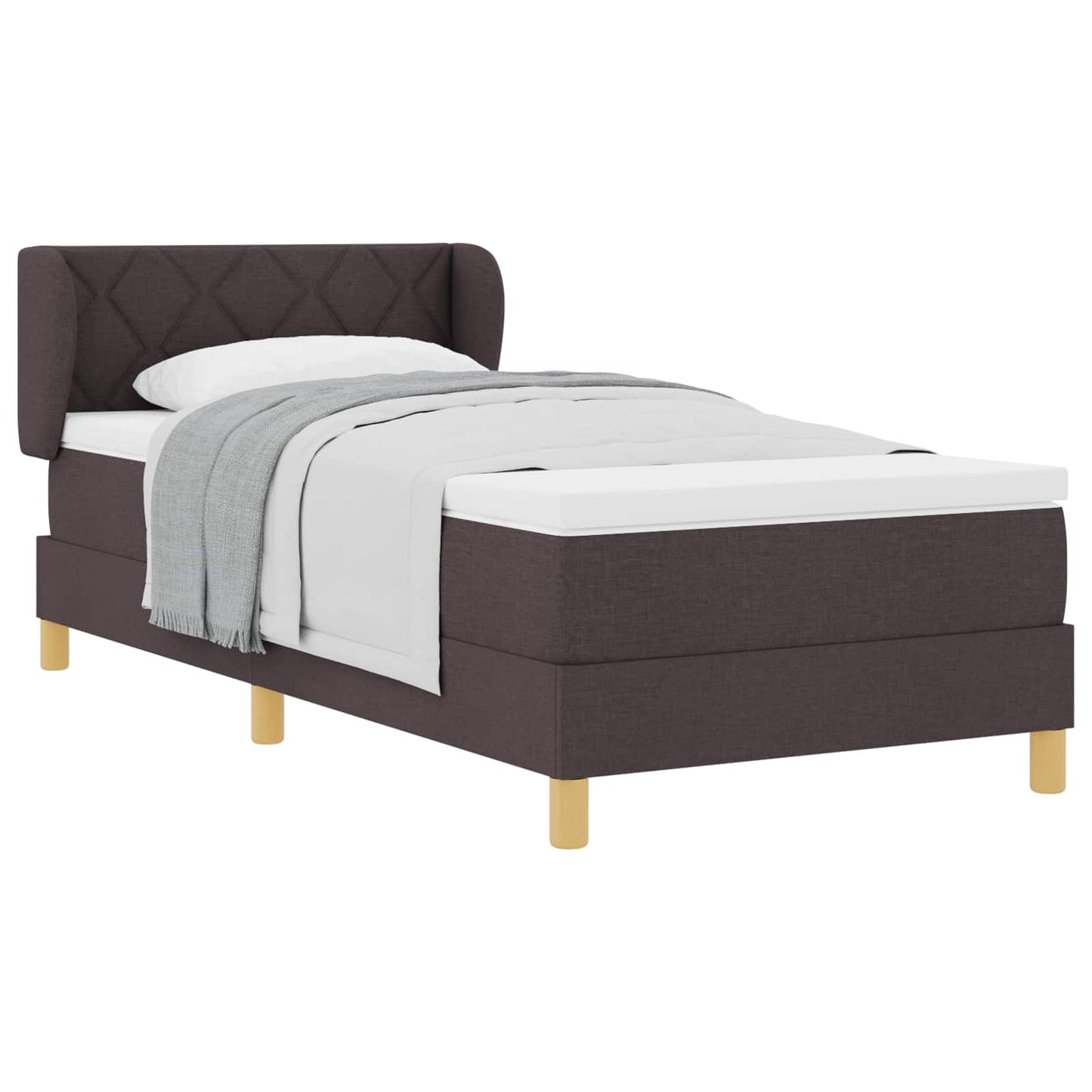 Box spring seng med hovedgærde Mørk Brun 90 x 190 cm Stof