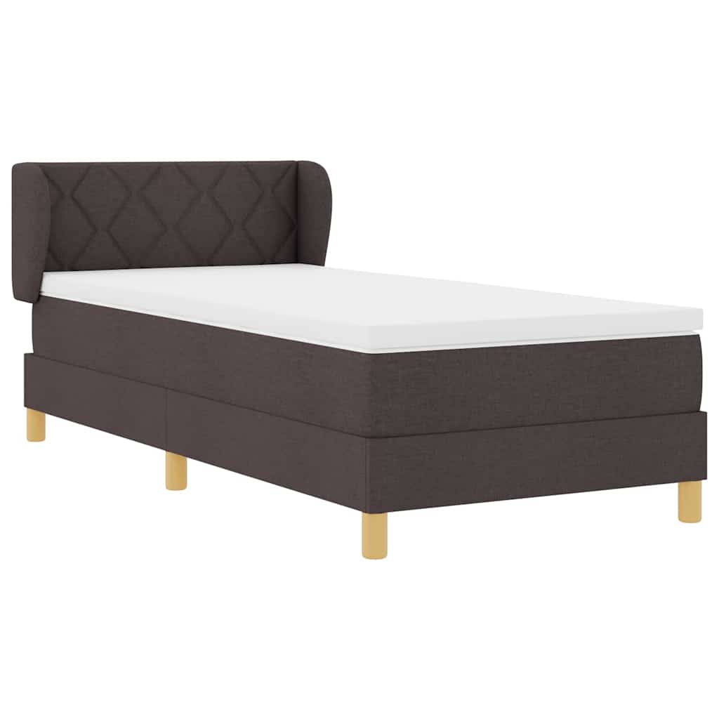 Box spring seng med hovedgærde Mørk Brun 90 x 190 cm Stof