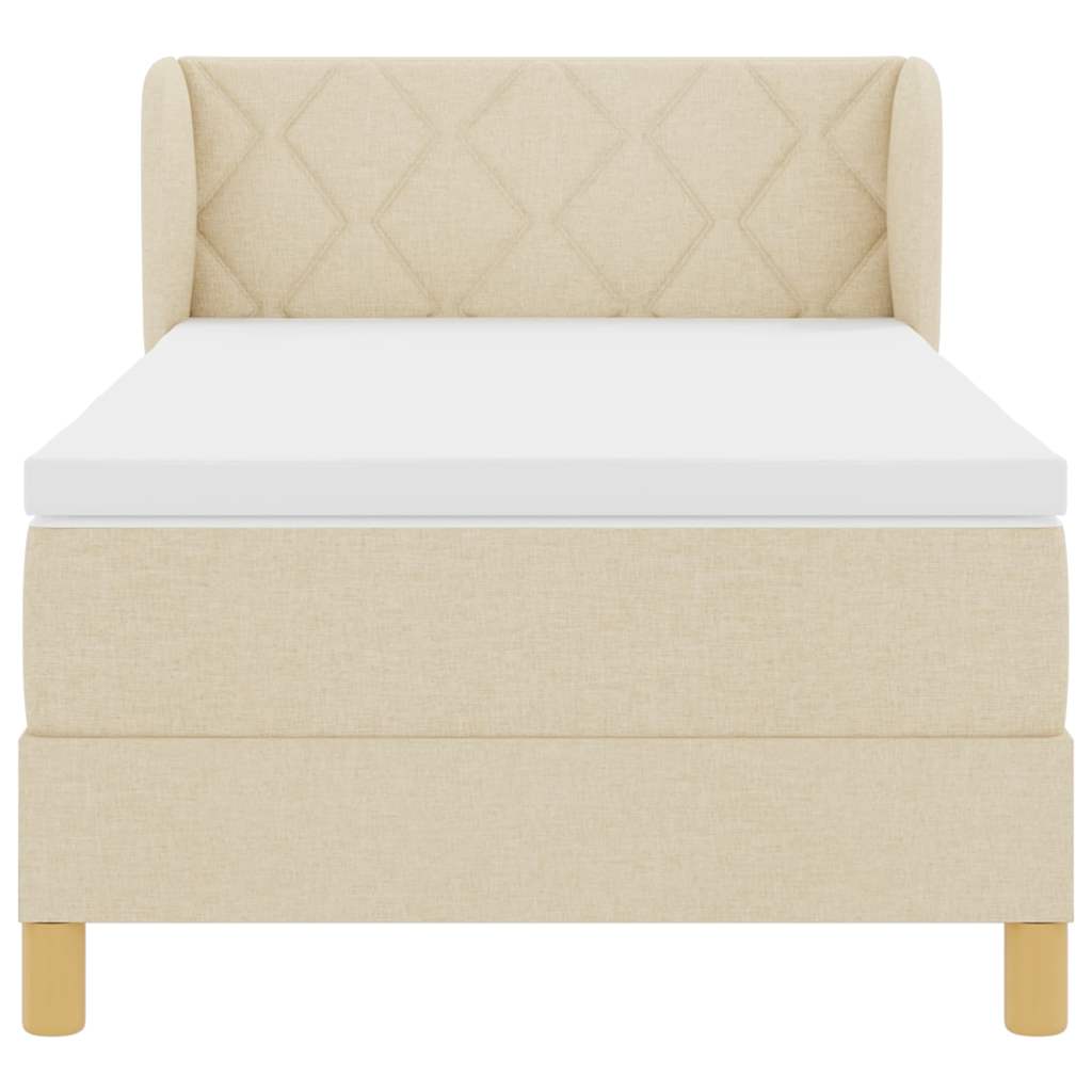 Box spring seng med hovedgærde Creme 90 x 200 cm Stof