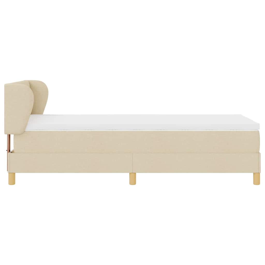 Box spring seng med hovedgærde Creme 90 x 200 cm Stof