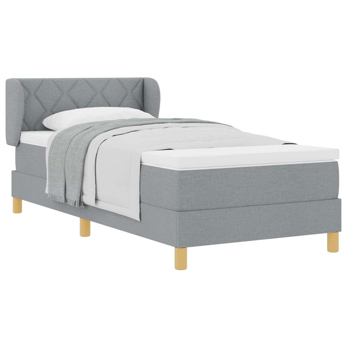 Box spring seng med hovedgærde Lysegrå 100 x 200 cm Stof