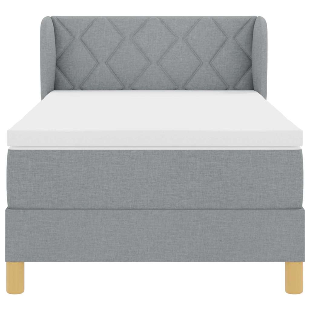 Box spring seng med hovedgærde Lysegrå 100 x 200 cm Stof