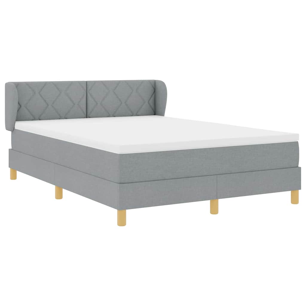 Box spring seng med hovedgærde Lysegrå 140 x 190 cm Stof