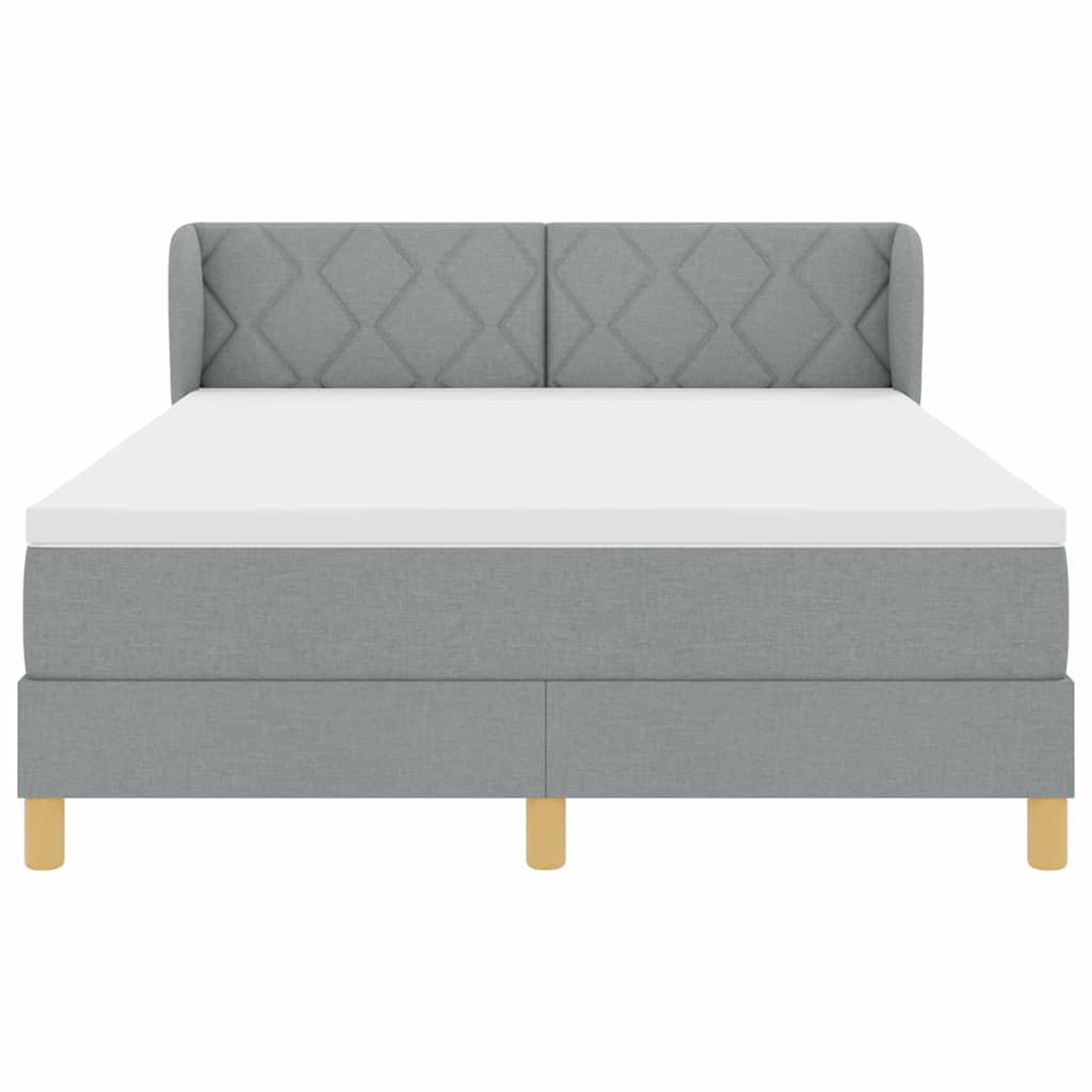 Box spring seng med hovedgærde Lysegrå 140 x 190 cm Stof