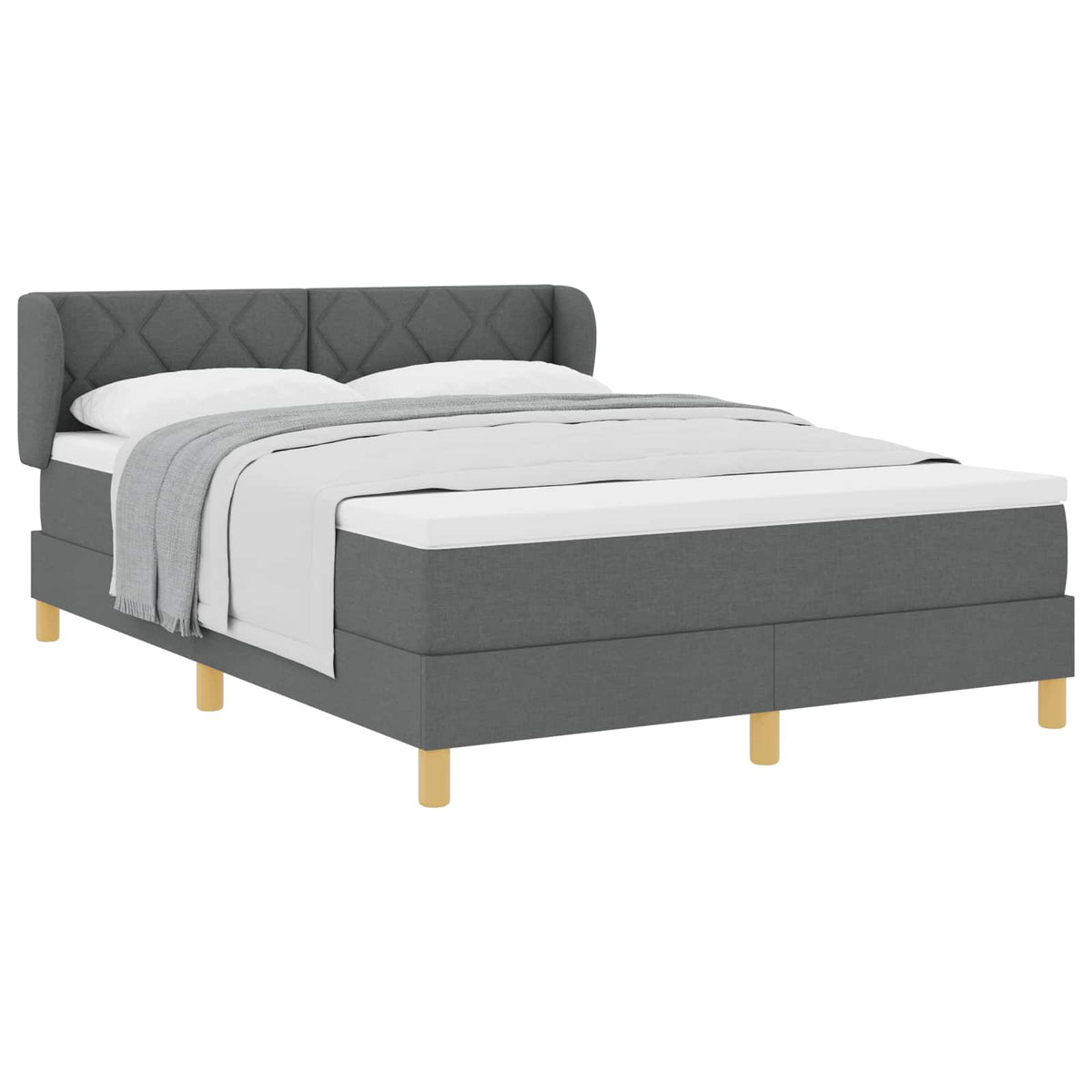 Box spring seng med hovedgærde Mørkegrå 140 x 190 cm Stof