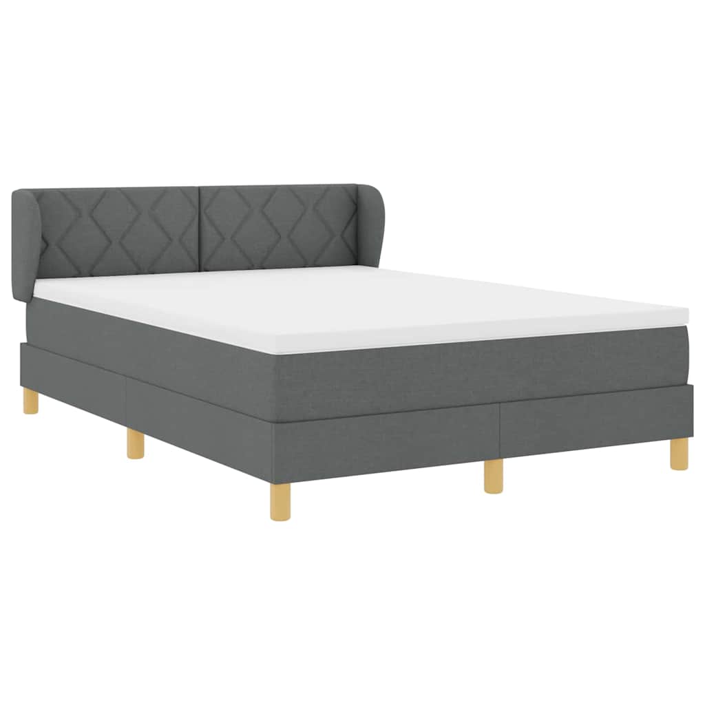 Box spring seng med hovedgærde Mørkegrå 140 x 190 cm Stof