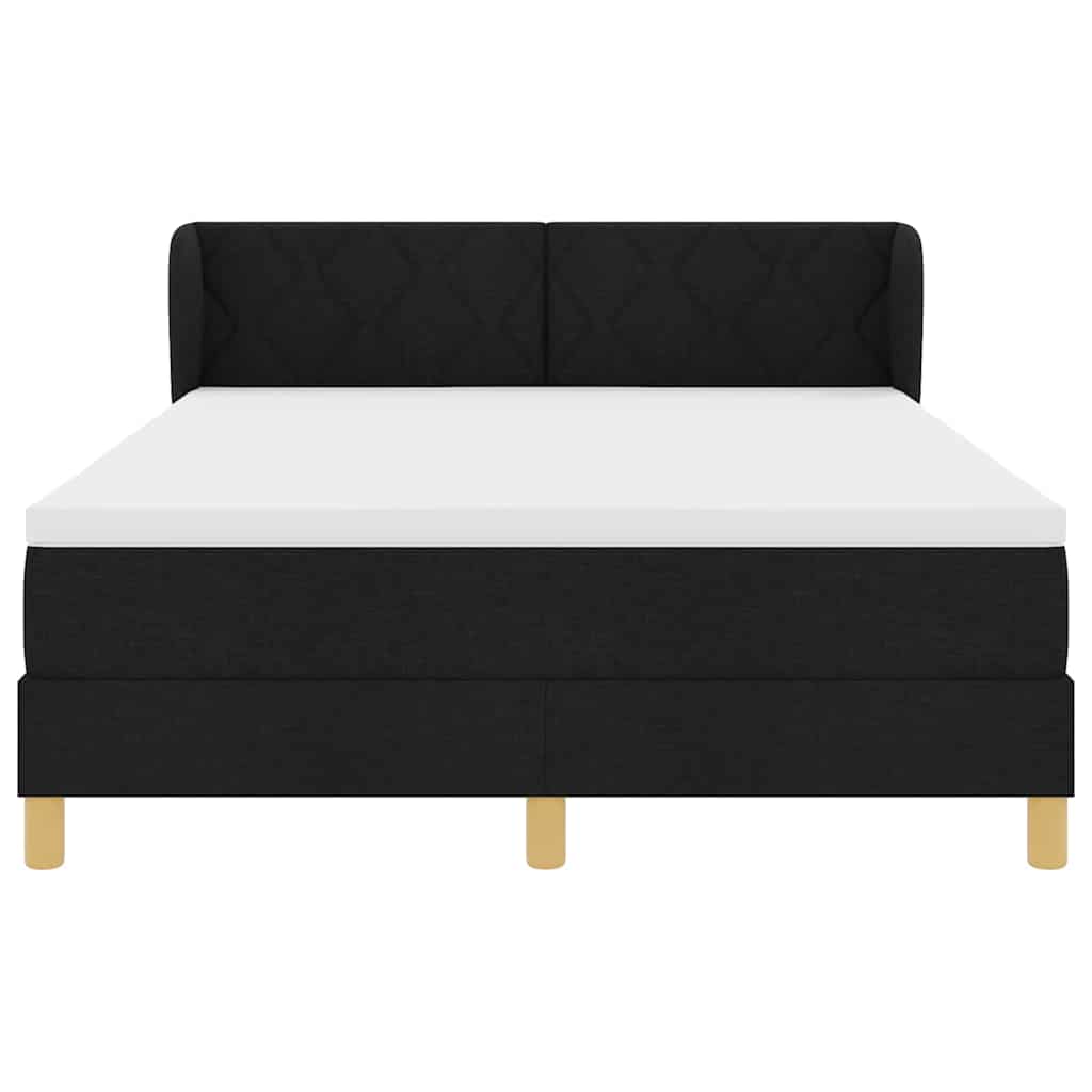 Box spring seng med hovedgærde Sort 140 x 190 cm Stof