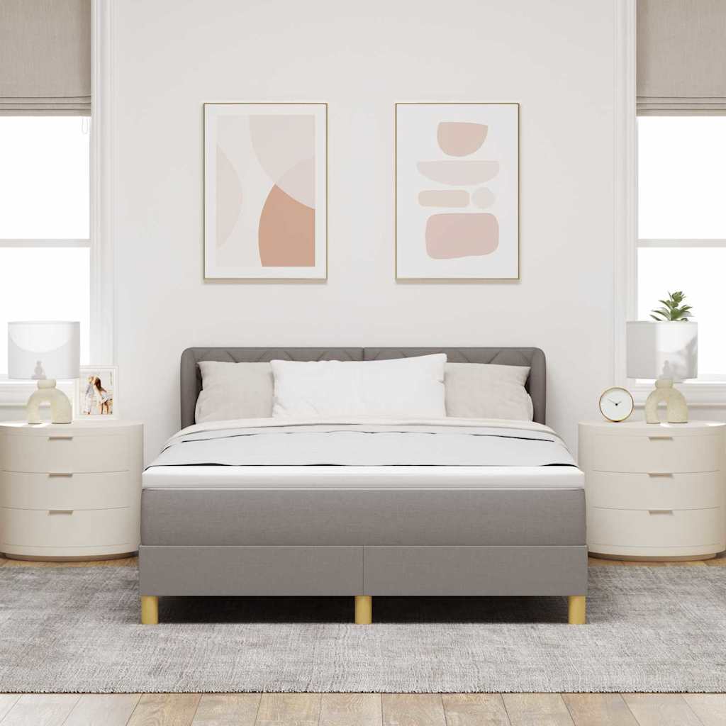 Box spring seng med hovedgærde Gråbrun 140 x 190 cm Stof