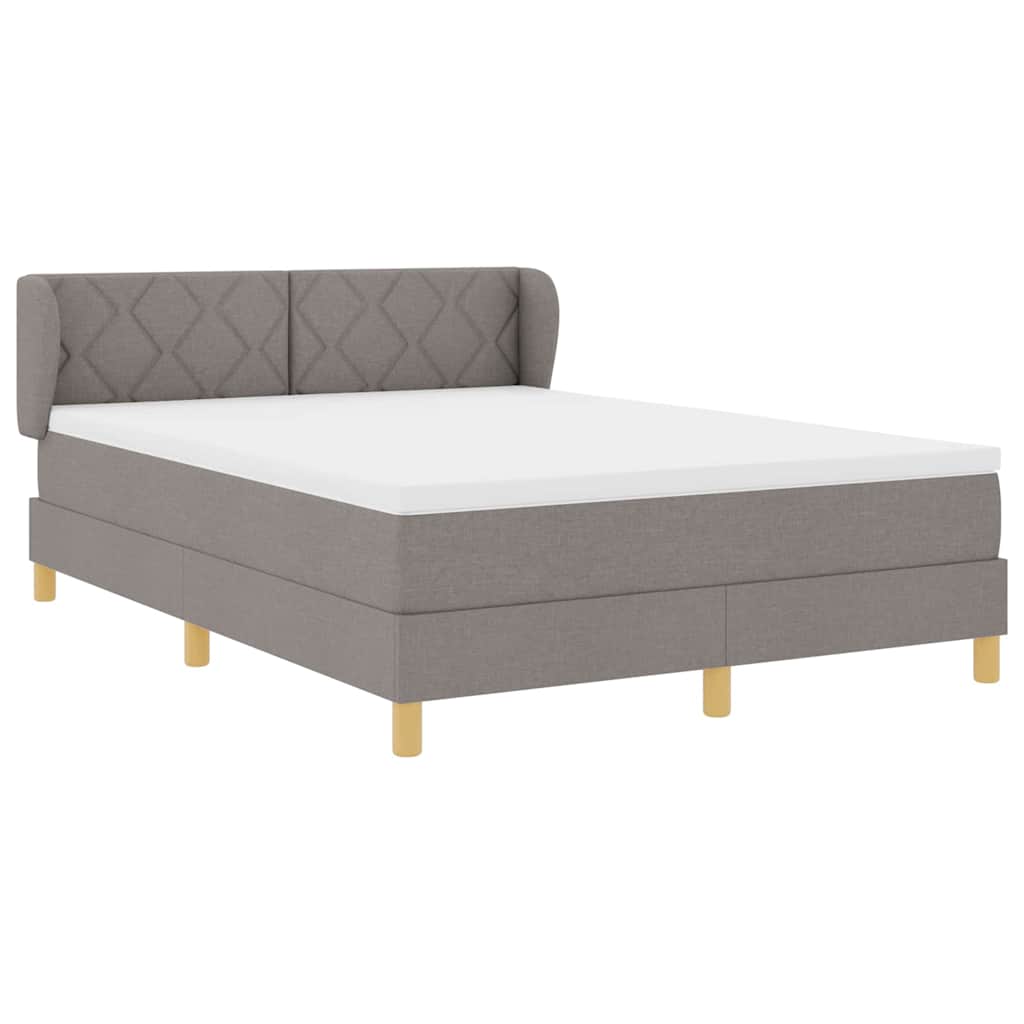 Box spring seng med hovedgærde Gråbrun 140 x 190 cm Stof