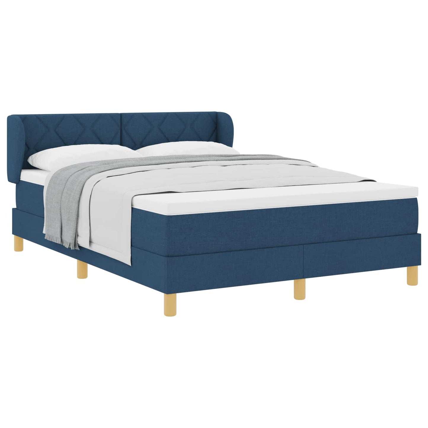 Box spring seng med hovedgærde Blå 140 x 190 cm Stof