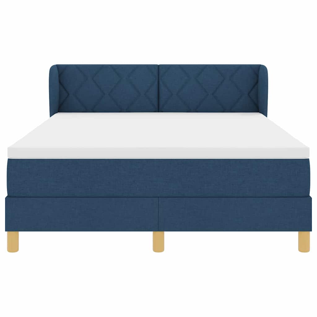 Box spring seng med hovedgærde Blå 140 x 190 cm Stof