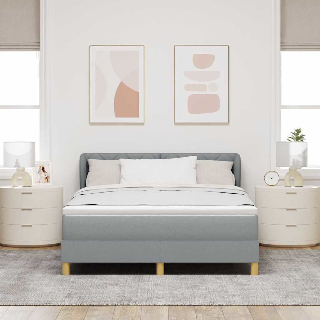 Box spring seng med hovedgærde Lysegrå 140 x 200 cm Stof