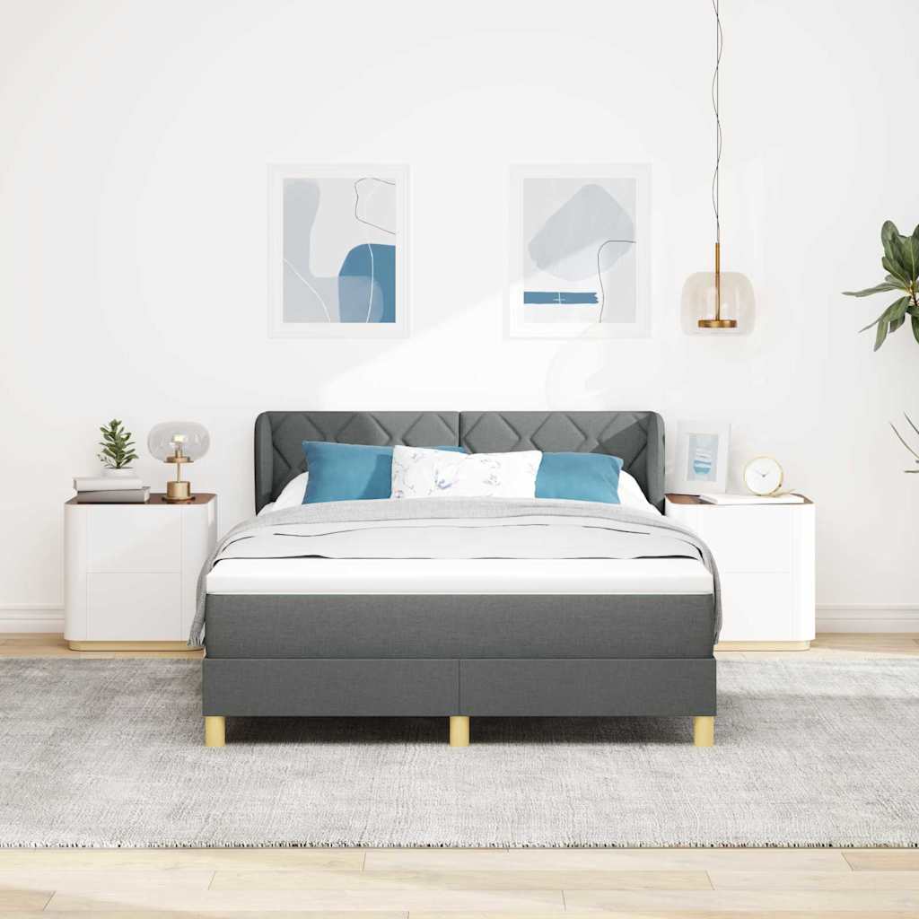 Box spring seng med hovedgærde Mørkegrå 140 x 200 cm Stof