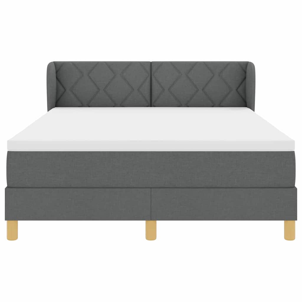 Box spring seng med hovedgærde Mørkegrå 140 x 200 cm Stof