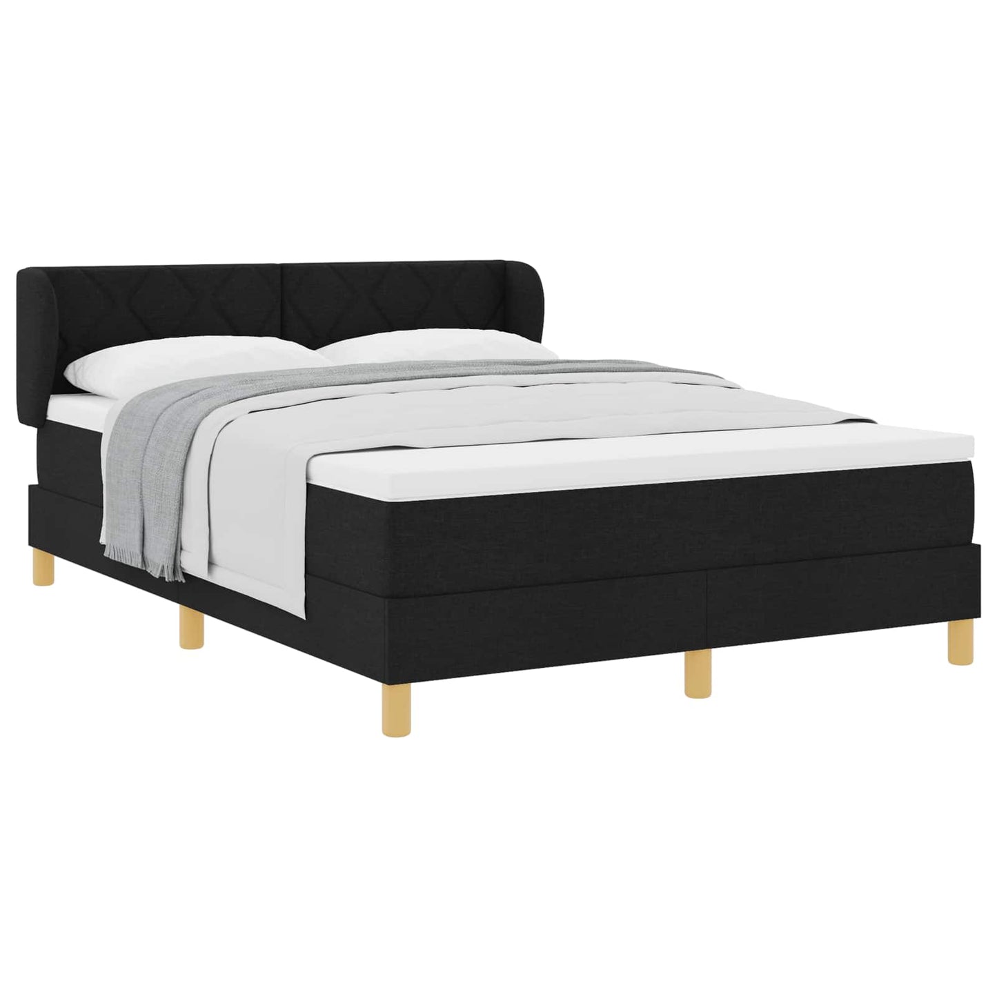 Box spring seng med hovedgærde Sort 140 x 200 cm Stof
