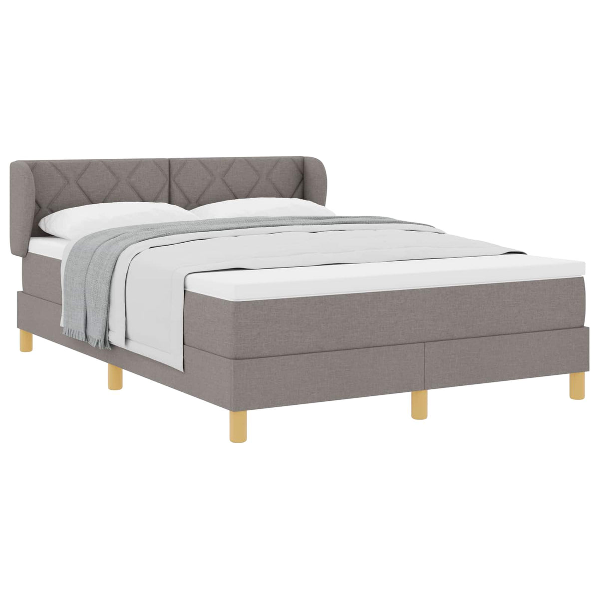Box spring seng med hovedgærde Gråbrun 140 x 200 cm Stof