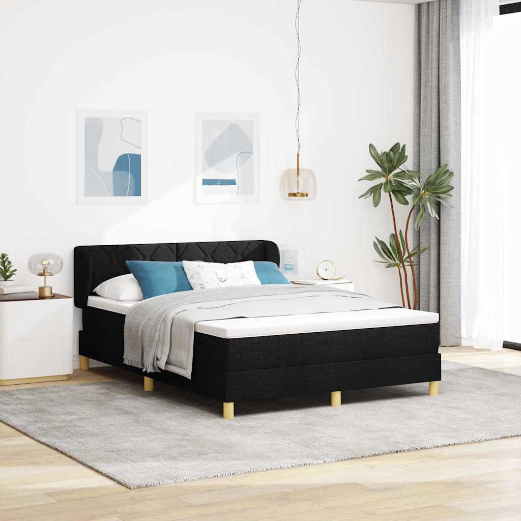 Box spring seng med hovedgærde Sort 160 x 200 cm Stof