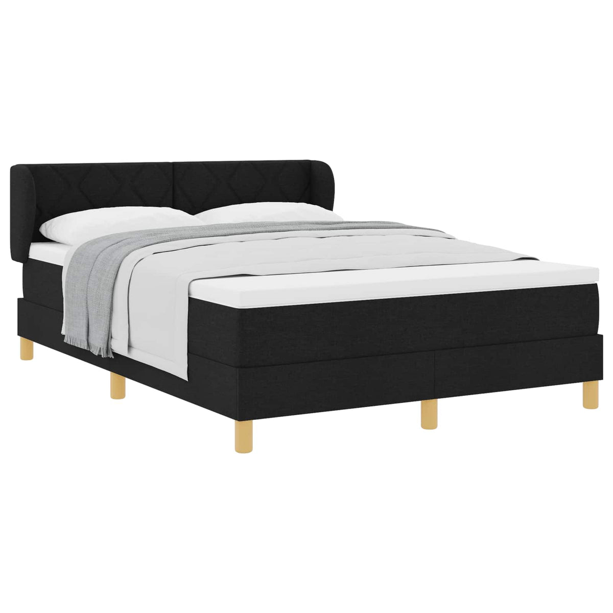 Box spring seng med hovedgærde Sort 160 x 200 cm Stof