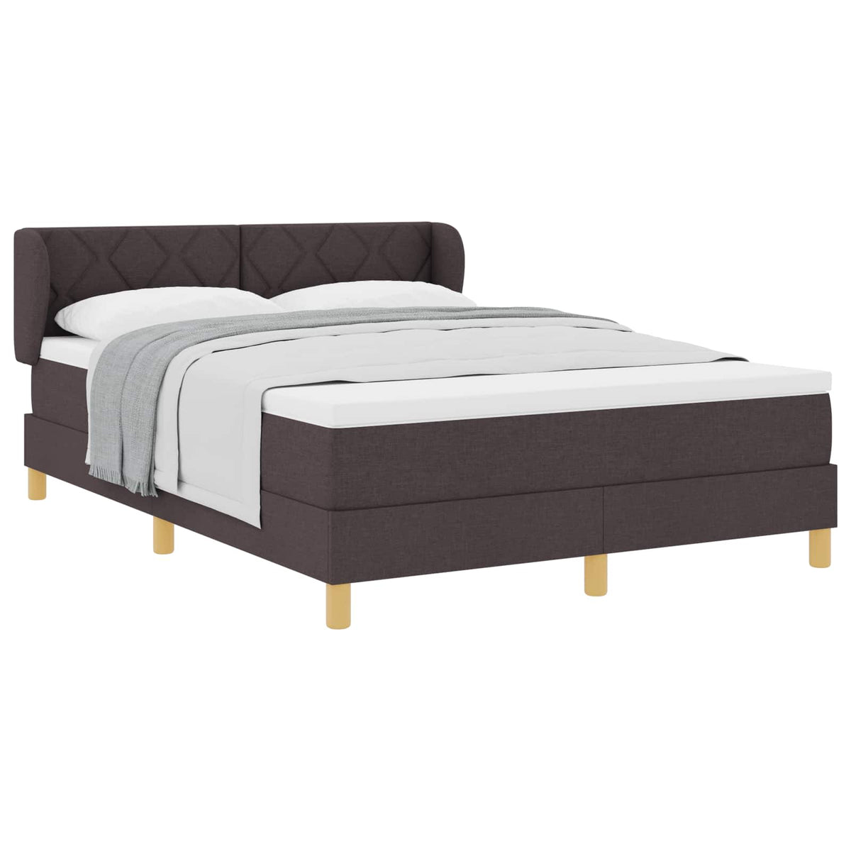 Box spring seng med hovedgærde Mørk Brun 160 x 200 cm Stof