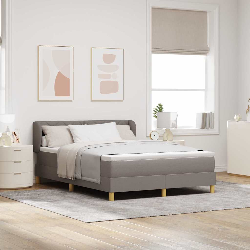 Box spring seng med hovedgærde Gråbrun 160 x 200 cm Stof