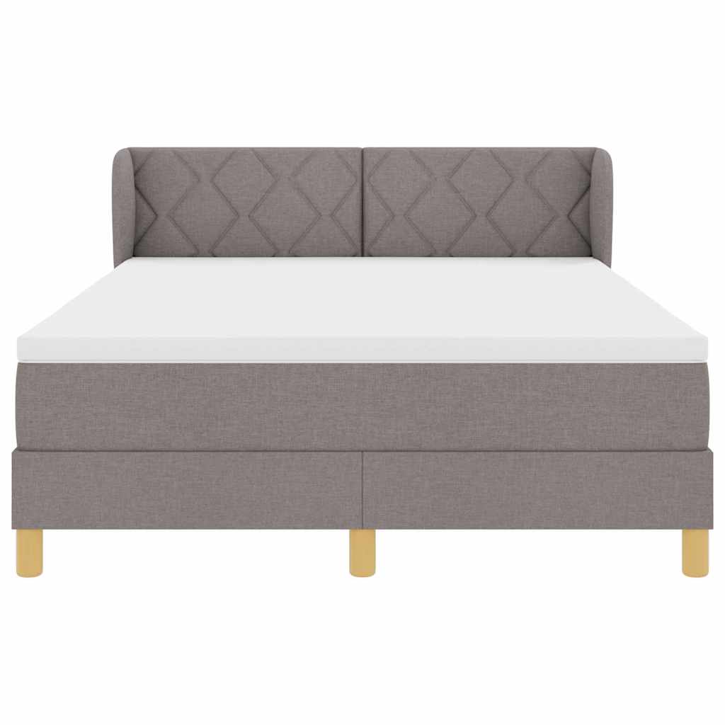 Box spring seng med hovedgærde Gråbrun 160 x 200 cm Stof