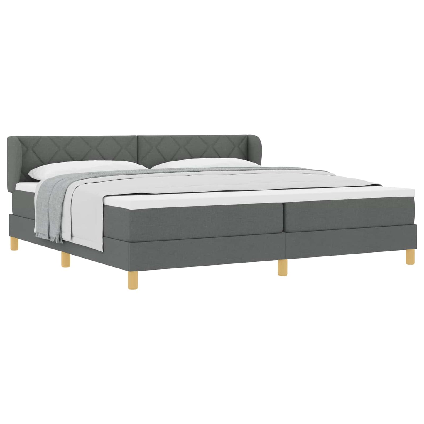 Box spring seng med hovedgærde Mørkegrå 200 x 200 cm Stof
