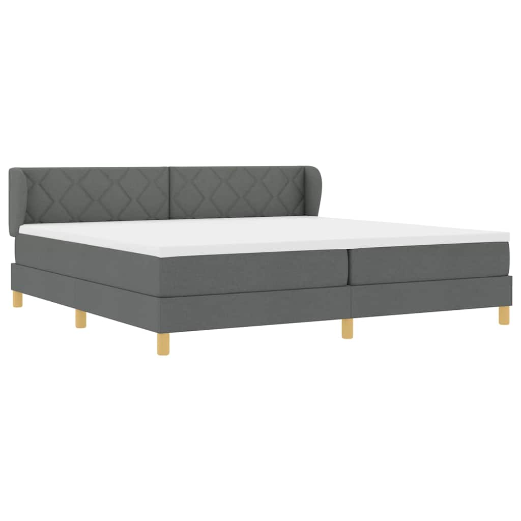 Box spring seng med hovedgærde Mørkegrå 200 x 200 cm Stof
