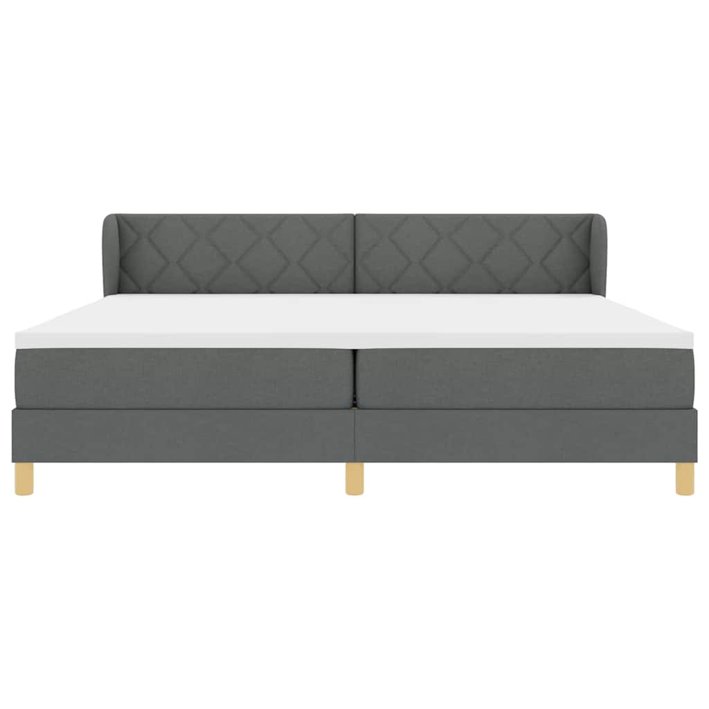 Box spring seng med hovedgærde Mørkegrå 200 x 200 cm Stof