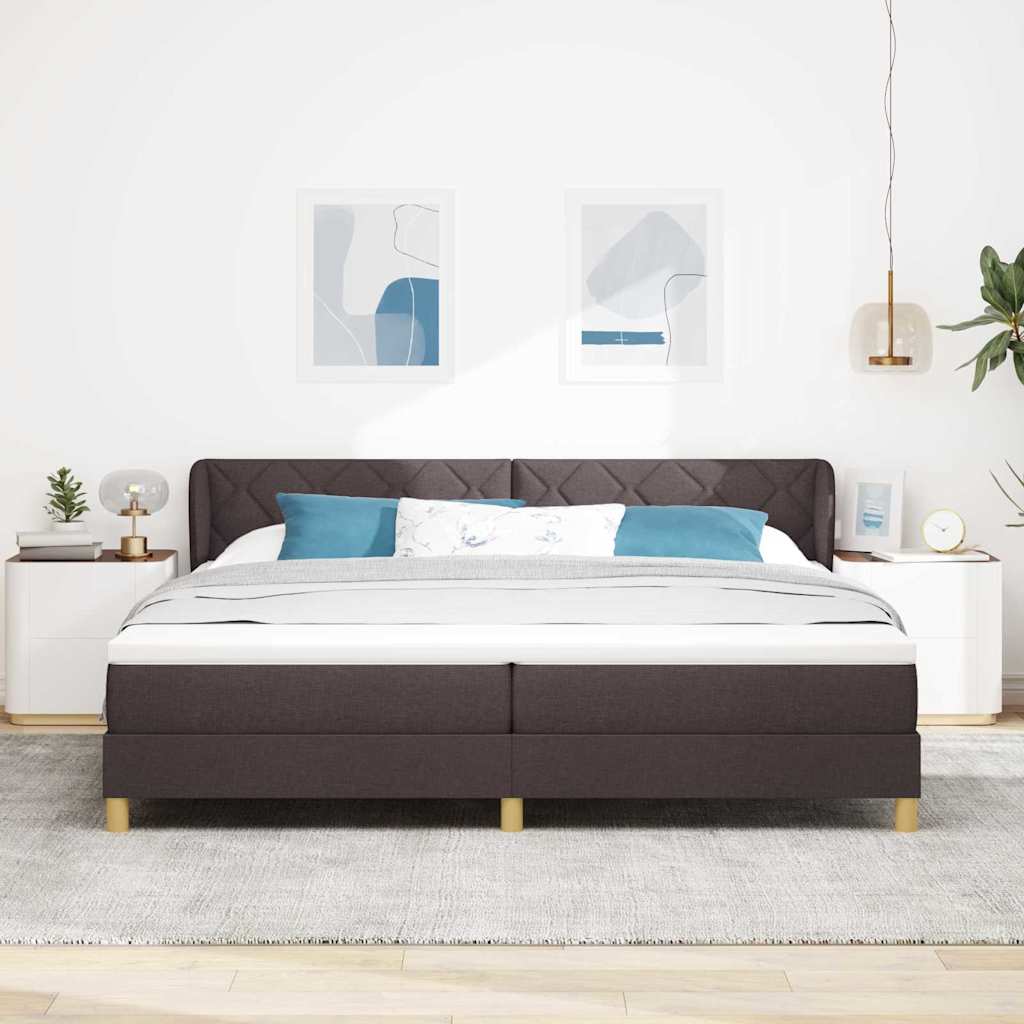 Box spring seng med hovedgærde Mørk Brun 200 x 200 cm Stof