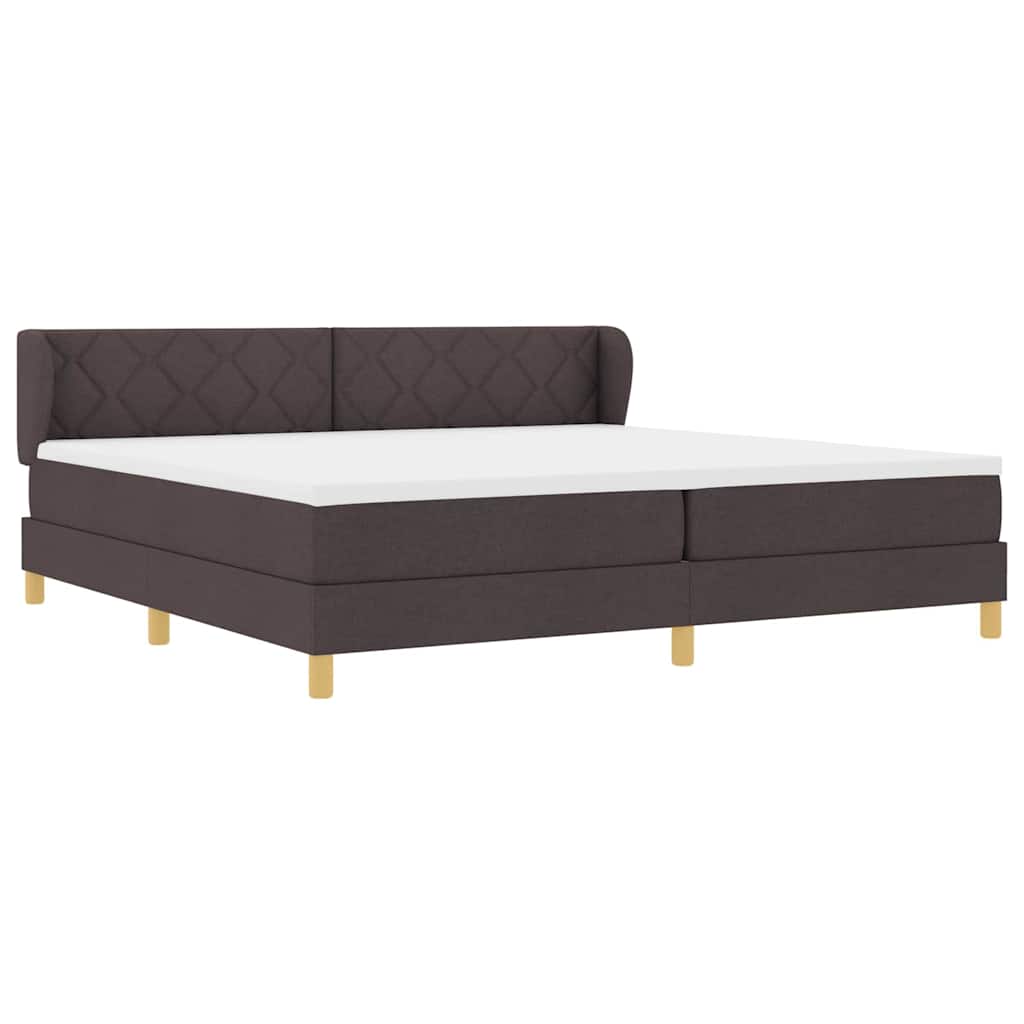 Box spring seng med hovedgærde Mørk Brun 200 x 200 cm Stof