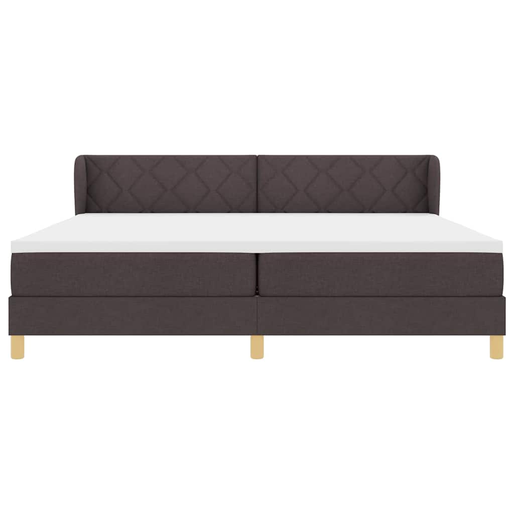 Box spring seng med hovedgærde Mørk Brun 200 x 200 cm Stof