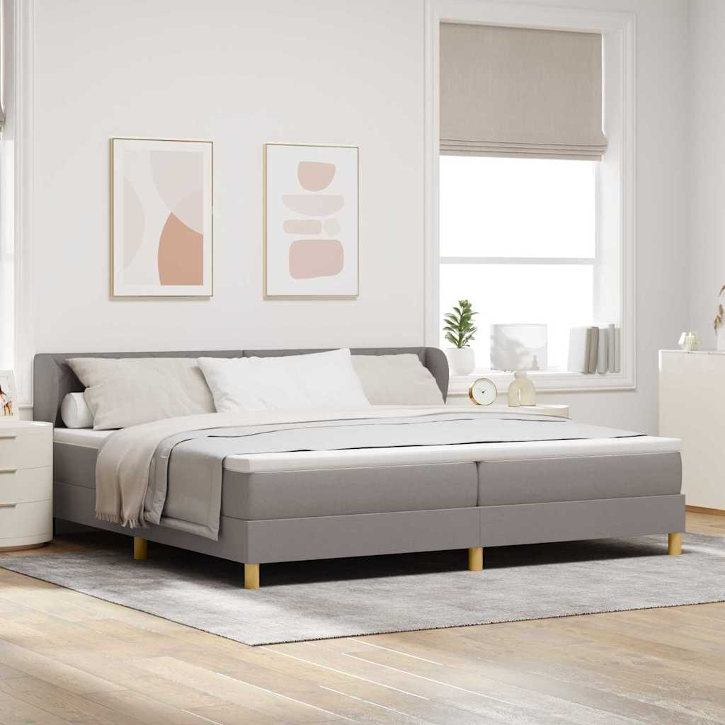Box spring seng med hovedgærde Gråbrun 200 x 200 cm Stof