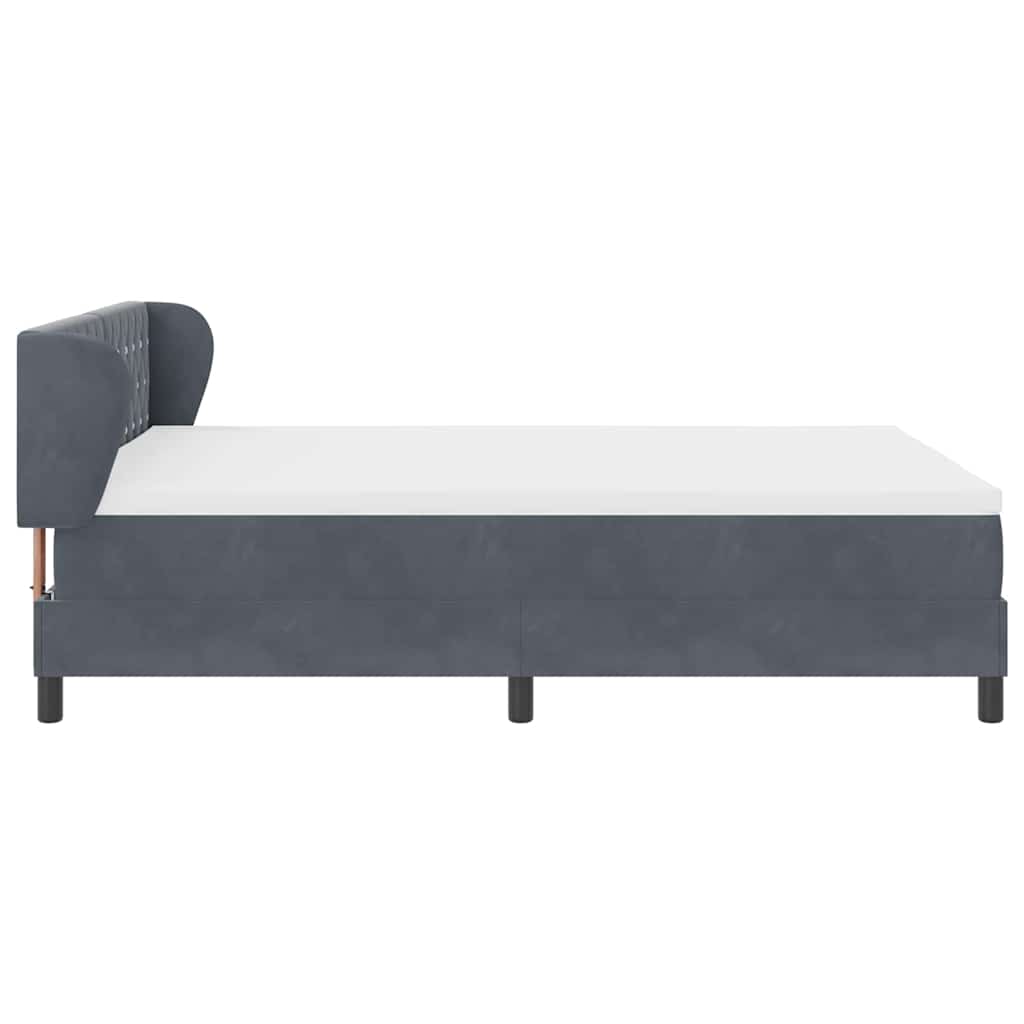 Box spring seng med hovedgærde Mørkegrå 140 x 190 cm Fløjl