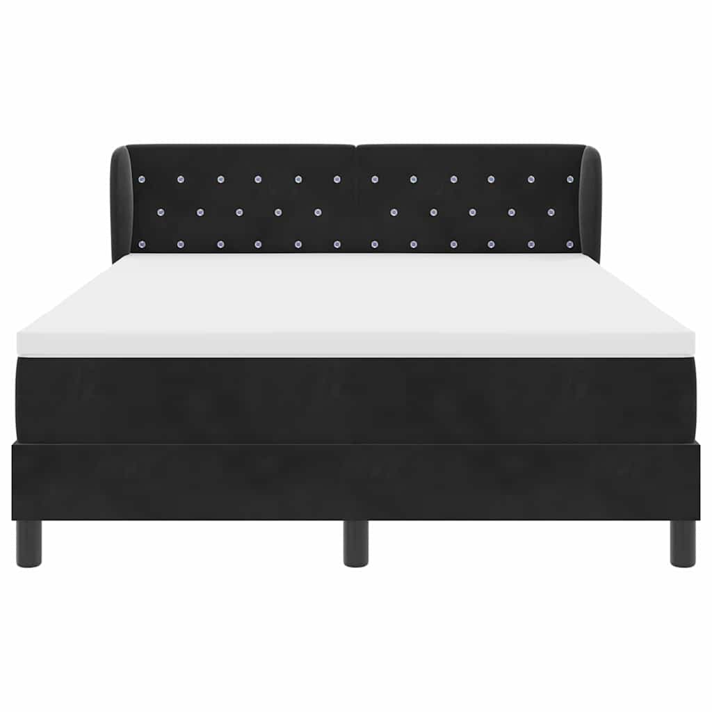 Box spring seng med hovedgærde Sort 140 x 190 cm Fløjl