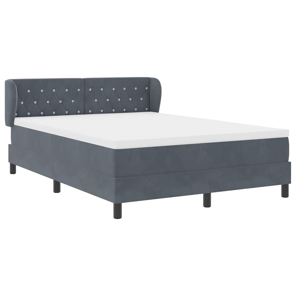 Box spring seng med hovedgærde Mørkegrå 140 x 200 cm Fløjl