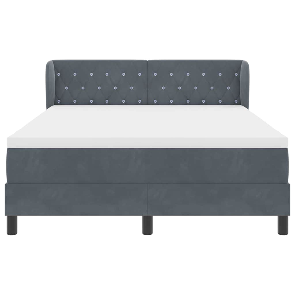 Box spring seng med hovedgærde Mørkegrå 140 x 200 cm Fløjl